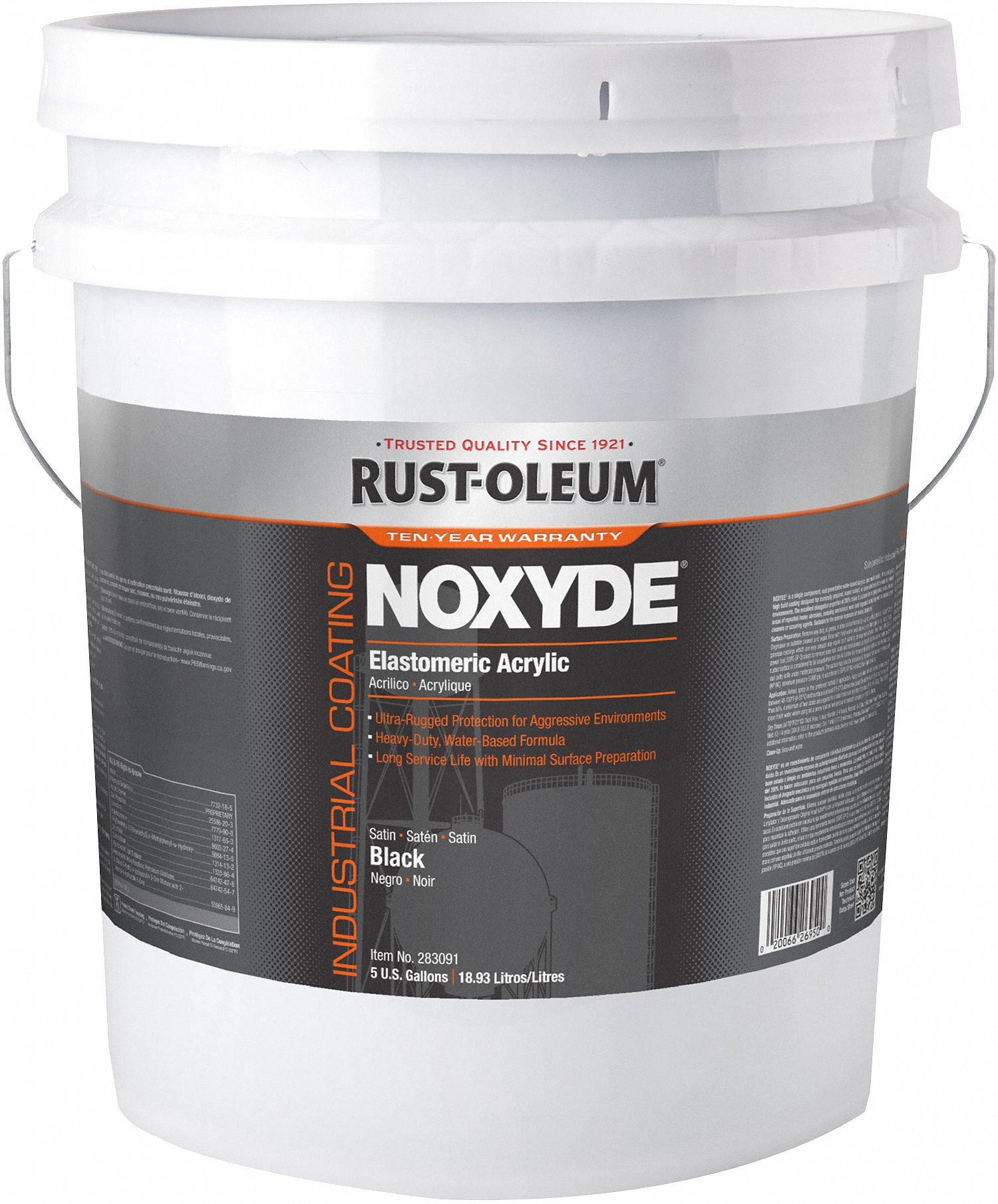 RUSTOLEUM Black Elastomeric Acrylic Coating, Satin Finish, 550 sq ft