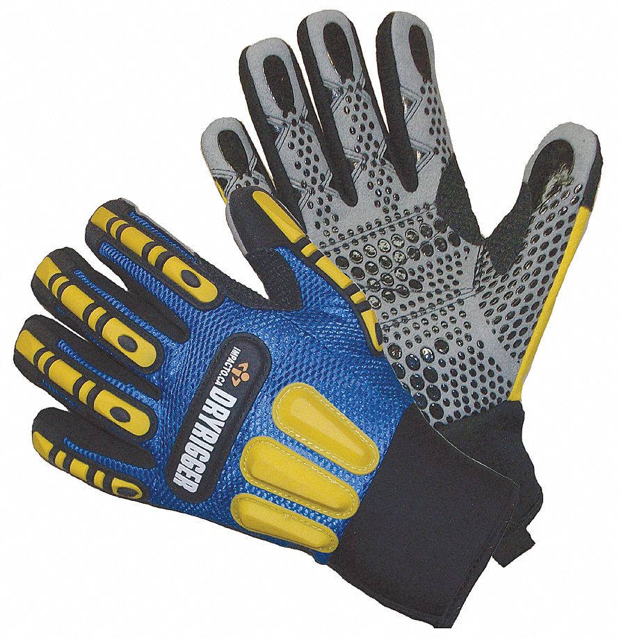 IMPACTO Impact Gloves, 3XL, Blue/Blk/Gray/Yllw, PR 35YL59