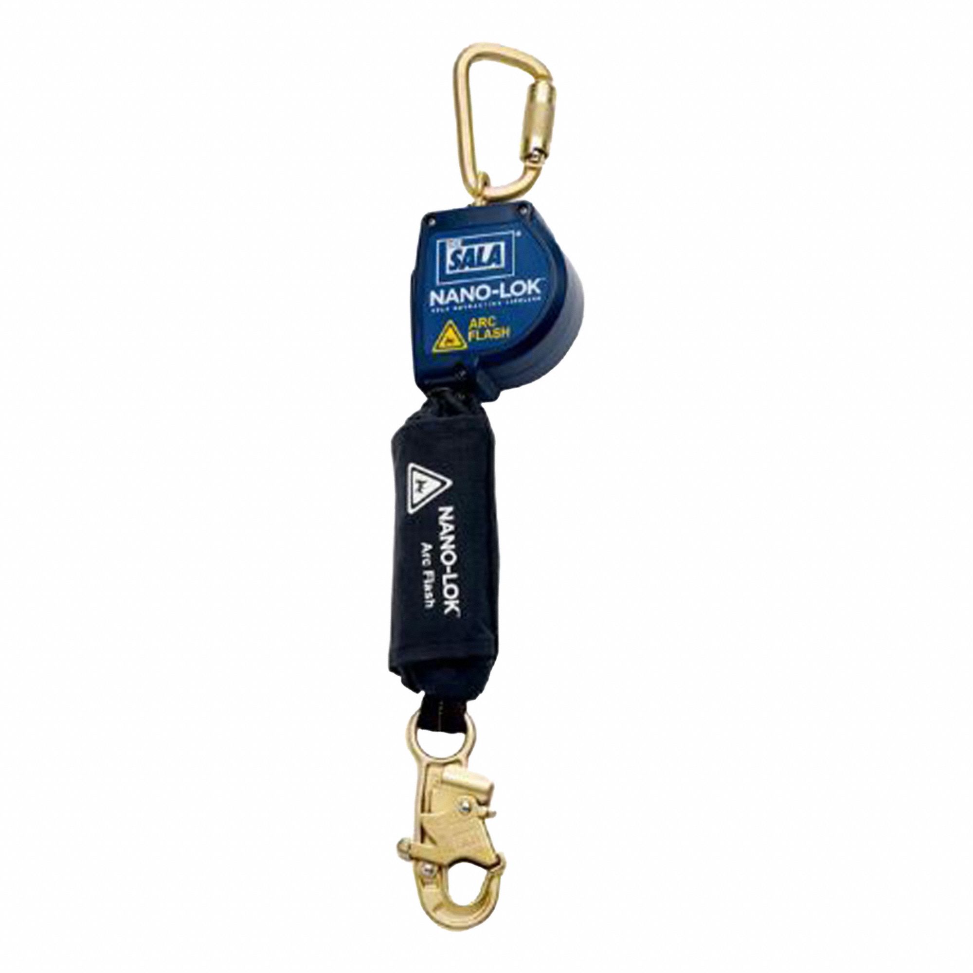 NANO-LOK SELF-RETRACTING LIFELINE, ARC FLASH, CSA, 1 LEG, STD HOOK, CAP 420 LB, BLUE/BLACK, 8 FT