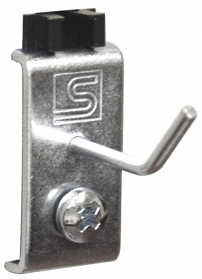 Single Rod Pegboard Hook: 1 1/8 in x 1 3/16 in x 1 3/4 in, 5 Hooks, Screw-In, Surface