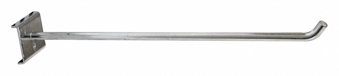 Single Rod Pegboard Hook: 11 3/4 in x 5 29/32 in x 1 3/4 in, 5 Hooks, Screw-In, Surface