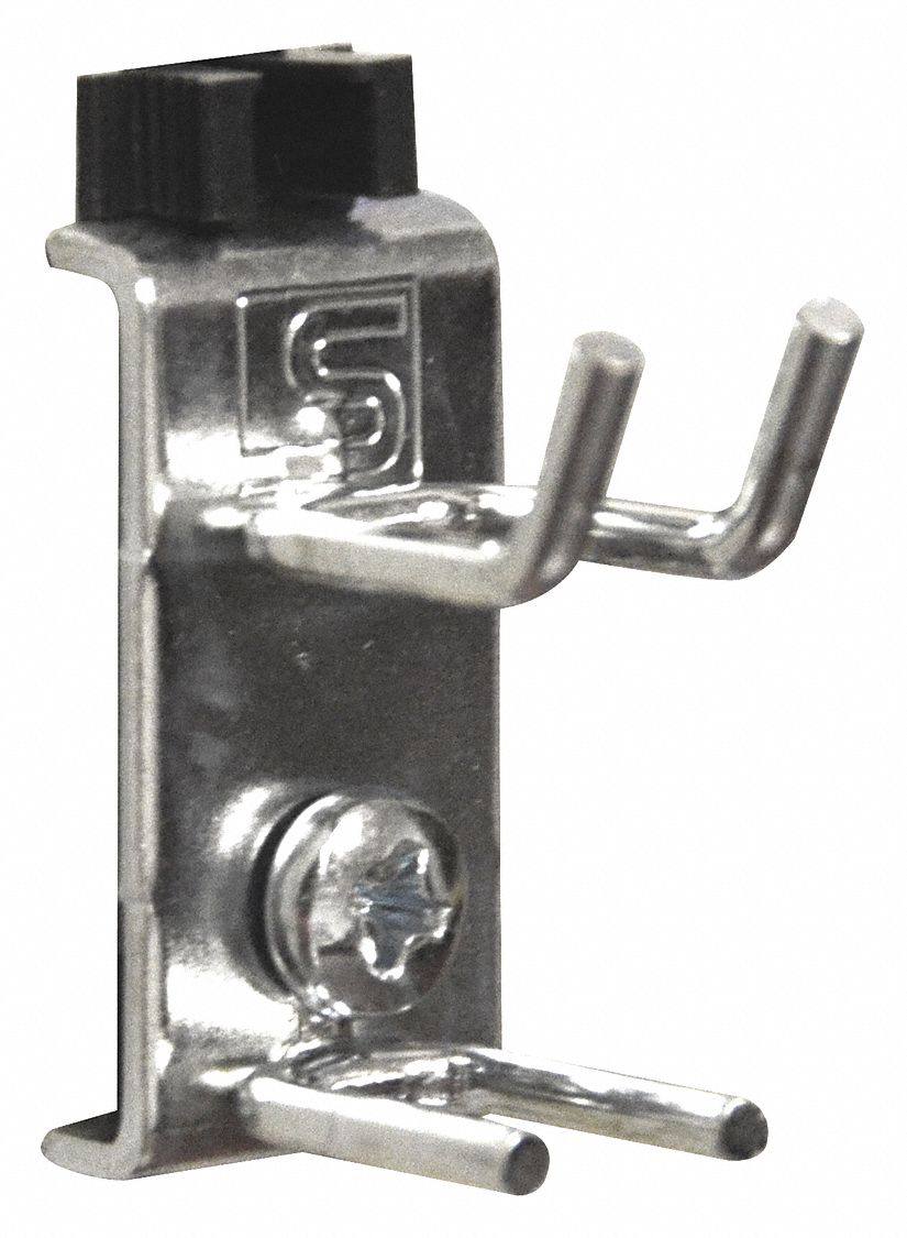 TRESTON Steel Double Rod Pegboard Hook, Hanging Mounting Type, Silver, Finish Natural 35YR50