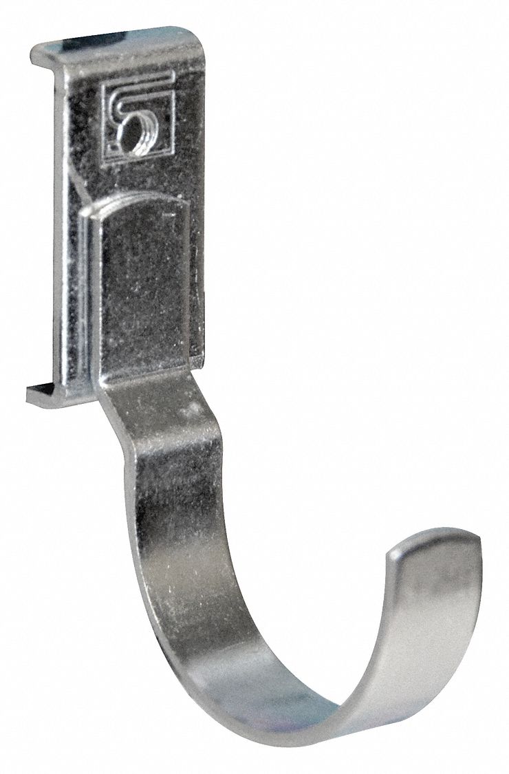 J-Hook: 1 1/2 in x 1 31/32 in x 1 1/2 in, 5 Hooks, Screw-In, Surface, Silver