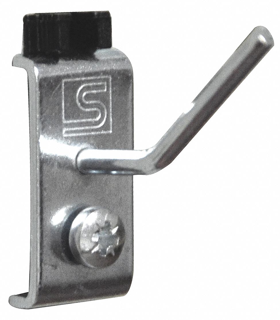 Pliers/Wrench Tool Holder: 1 3/8 in x 1 31/32 in x 1 in, 5 Hooks, Screw-In, Surface, Silver