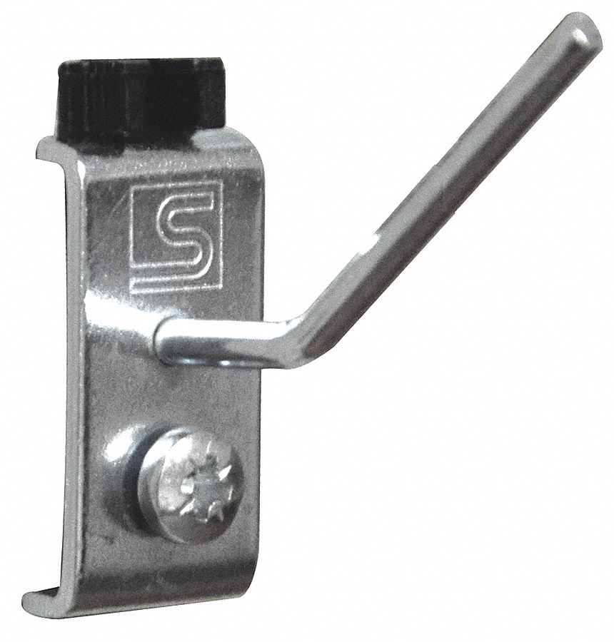 Pliers/Wrench Tool Holder: 3 3/8 in x 1 31/32 in x 1 in, 5 Hooks, Screw-In, Surface, Silver