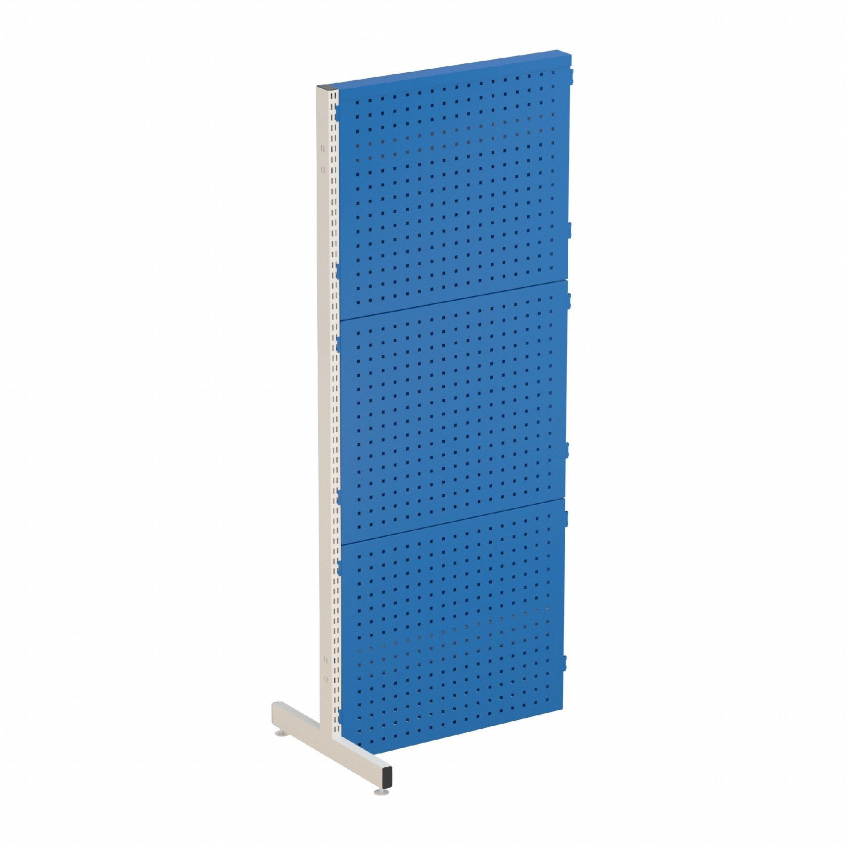 Pegboard Floor Rack: Square, 3/8 in Peg Hole Size, 72 in x 30 in x 2 3/8 in, Steel, Blue