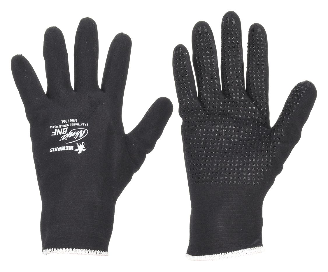 GANTS ENDUITS, G(9), POINTILLÉS,NITRILE,PAUME, POINTILLÉ/DOUBLE TREMPÉ, DOIGT ENTIER