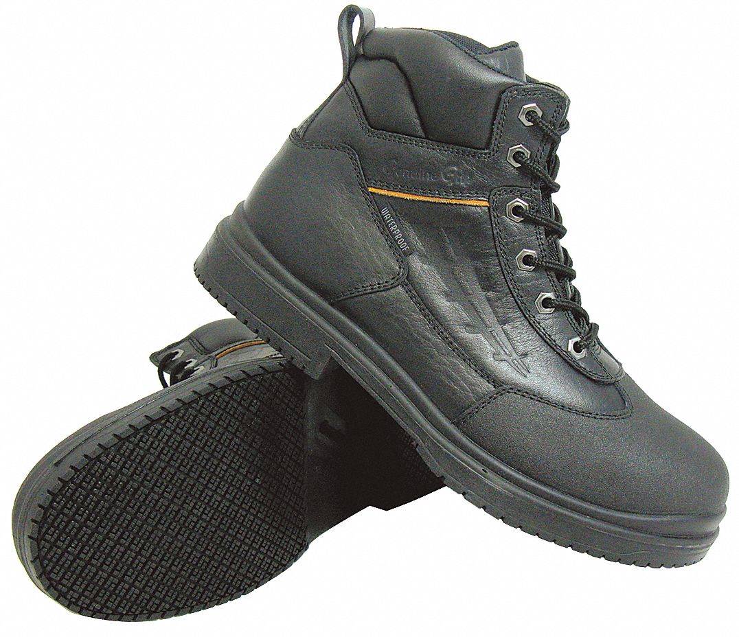 6-Inch Work Boot: Unisex, Size 4, W, Black, Steel Toe Cap, Removable Insole