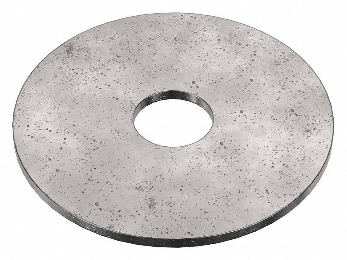 Large O.D. Oversized Washer: Case Hardened, Steel, 3/8 in Screw Sz, 0.41 in In Dia, 100 PK