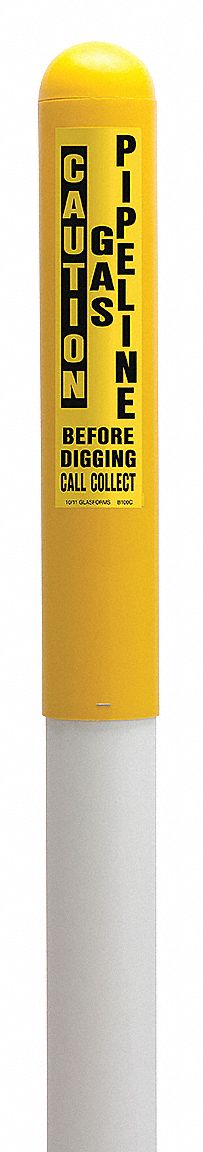 Utility Dome Marker: Natural Gas, Caution Gas Pipeline Before Digging Call Collect, Yellow, Yellow