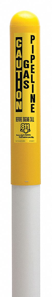 Utility Dome Marker: Natural Gas, Caution Gas Pipeline Before Digging Call "811", Yellow, Yellow