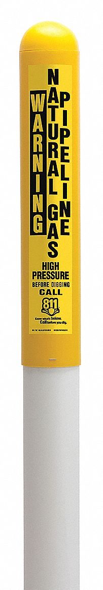 Utility Dome Marker: Natural Gas, Warning Natural Gas Pipeline High-Pressure Before Gigging Call 811