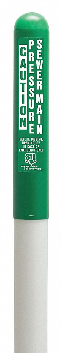 35YW10 - Utility Dome Marker 66 in H Green/White