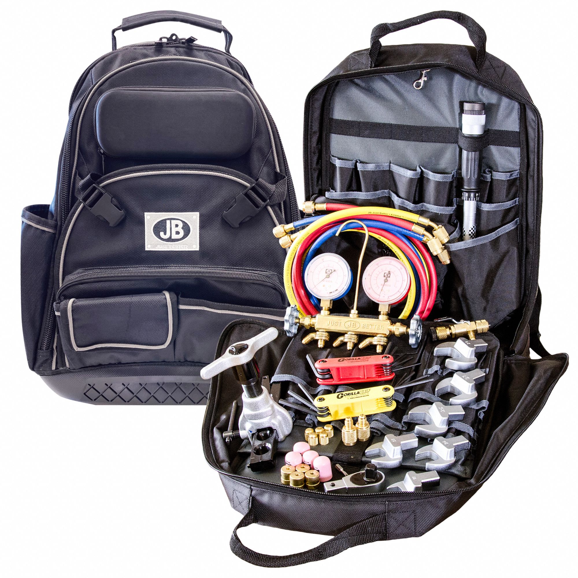 JB INDUSTRIES MiniSplit Tool Kit 2 Valves, R410A, 3 Hoses, 1/4 in