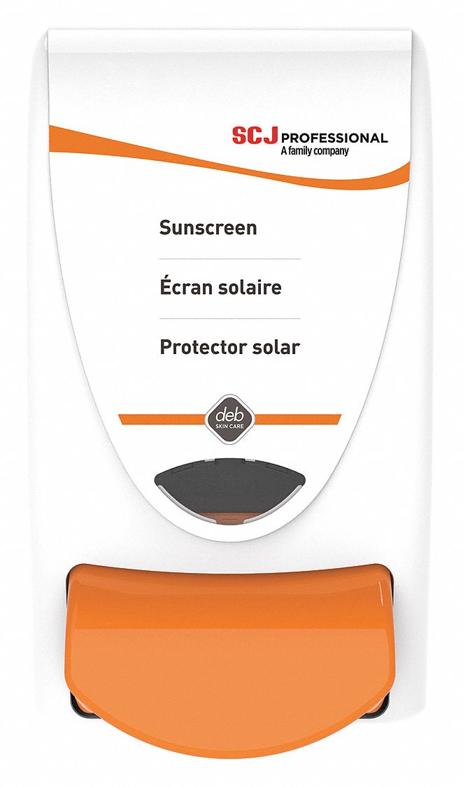 SUNSCREEN LOTION DISPENSER, MANUAL, 1 L REFILL SIZE, LIQUID, WHITE, GLOSSY