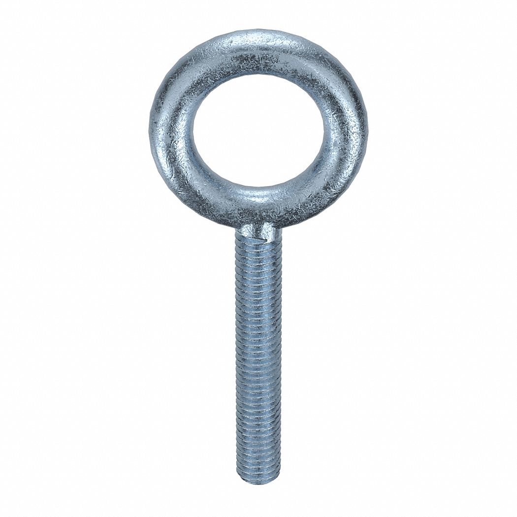 Eye Bolt: Rod End, Steel, Zinc Plated, 1 in Eye Inside Dia, 3/8 in Eye  Thick, ASTM A489, Right Hand