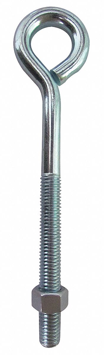 ROUTING EYE BOLT, STEEL, ZINC PLATED, BENT, ¼"-20 THREAD SIZE, 3 IN SHANK L, 10 PK