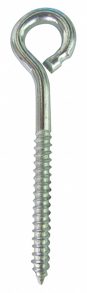 VIS À BOIS À ŒIL,ACIER,GALVANISÉ,TIGE DIA ¼PO,FILETAGE LO 2PO,TIGE 4PO LO,10PC
