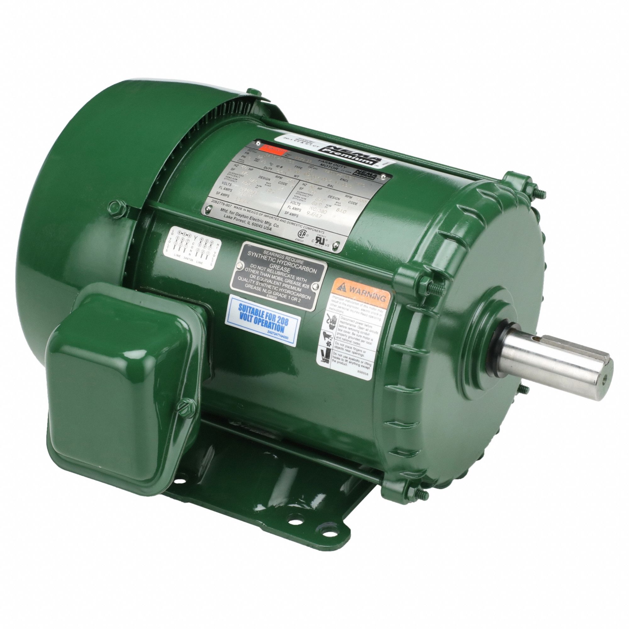 Farm Duty Motor: Three Phase, Rigid Base, Three-Phase, 3 hp, 1, 765 RPM, 182T Frame Size, F