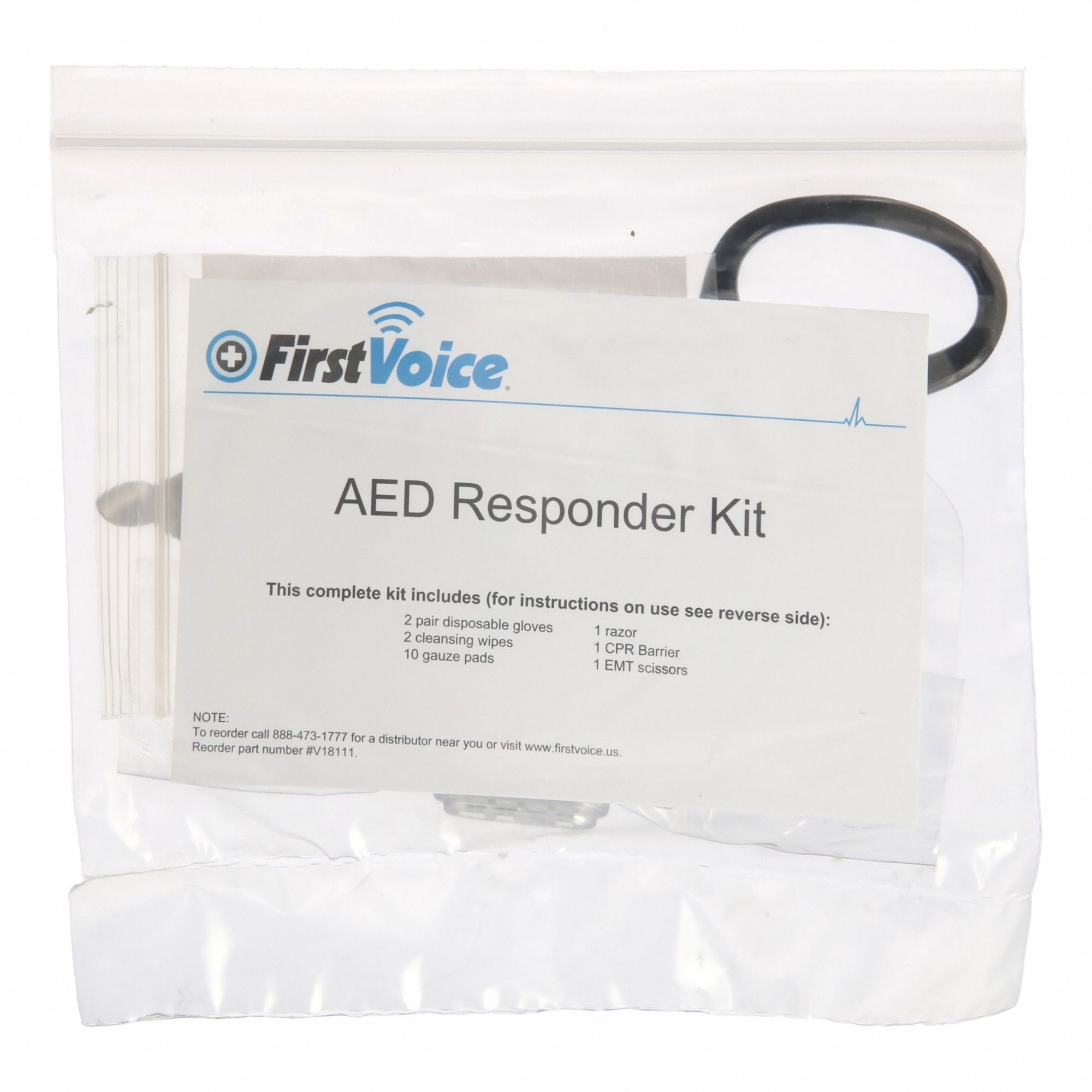 FIRST VOICE, Resealable AED Responder Kit, Defibrillator Scissors Razor ...