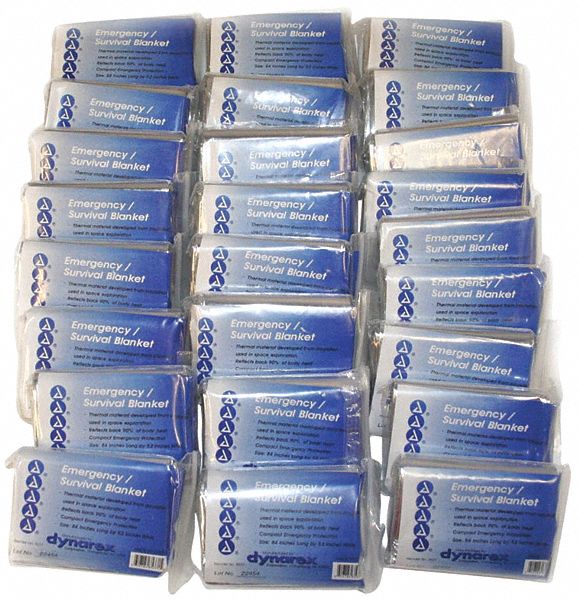 Emergency Blanket: Poly-Film, Silver, 54 in Wd, 84 in Lg