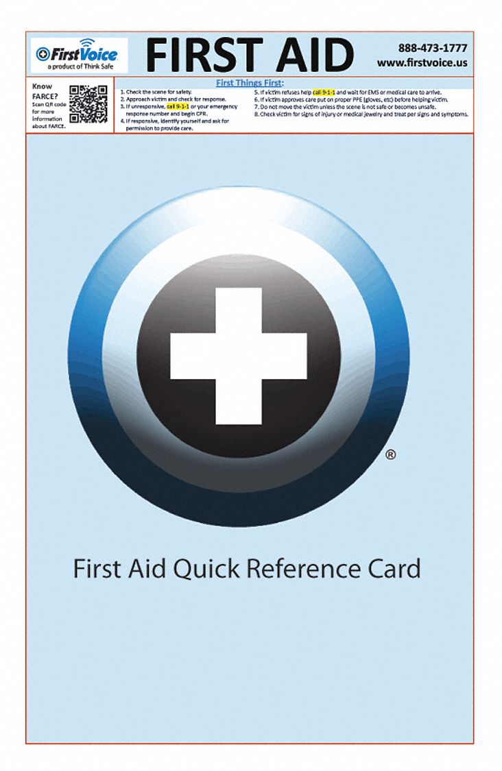35ZC74 - First Aid Reference Cards Laminate PK100