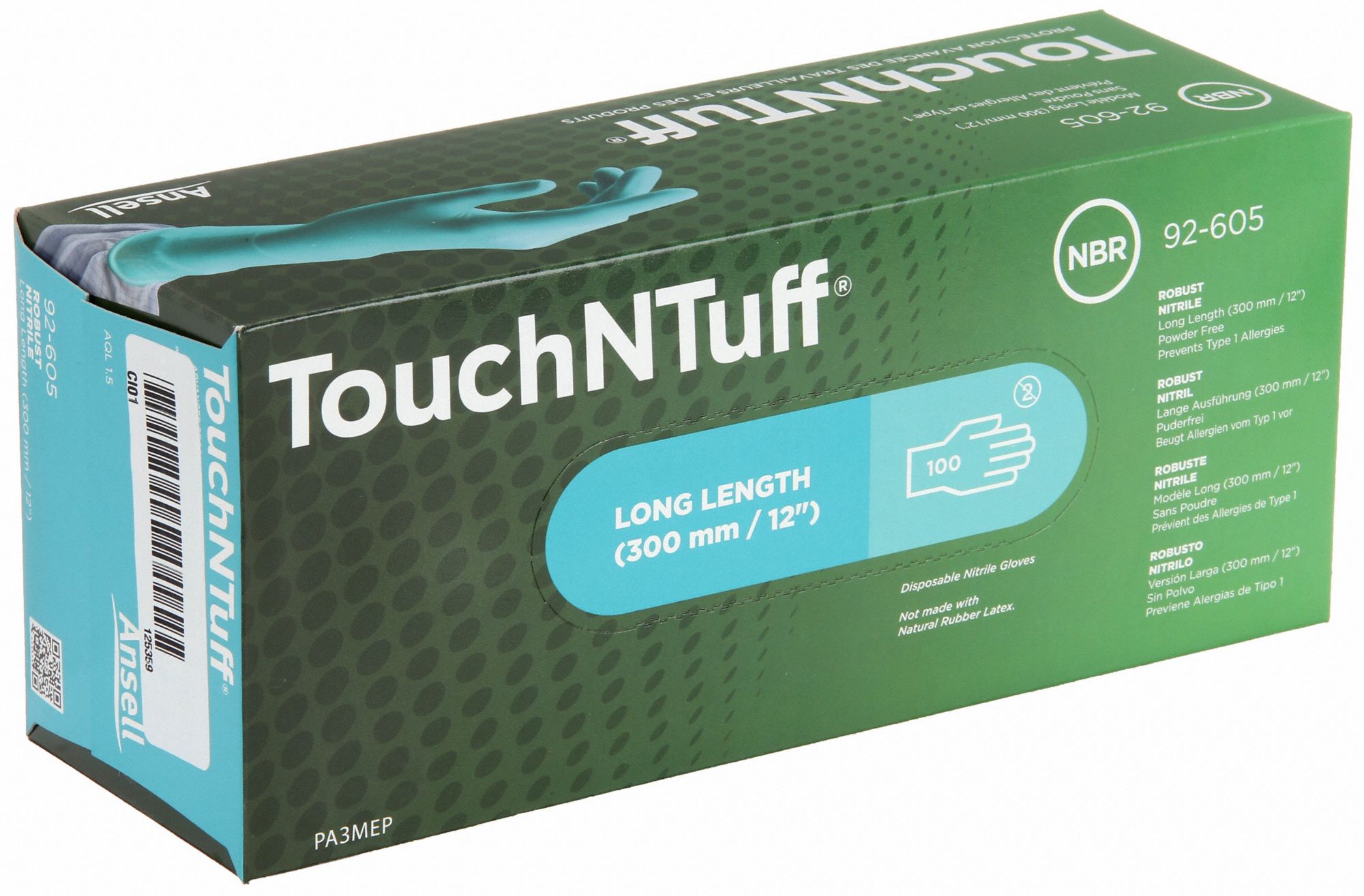 TOUCHNTUFF Disposable Gloves ChemicalResistant/FoodGrade/Gen Purpose, 5 mil, PowderFree
