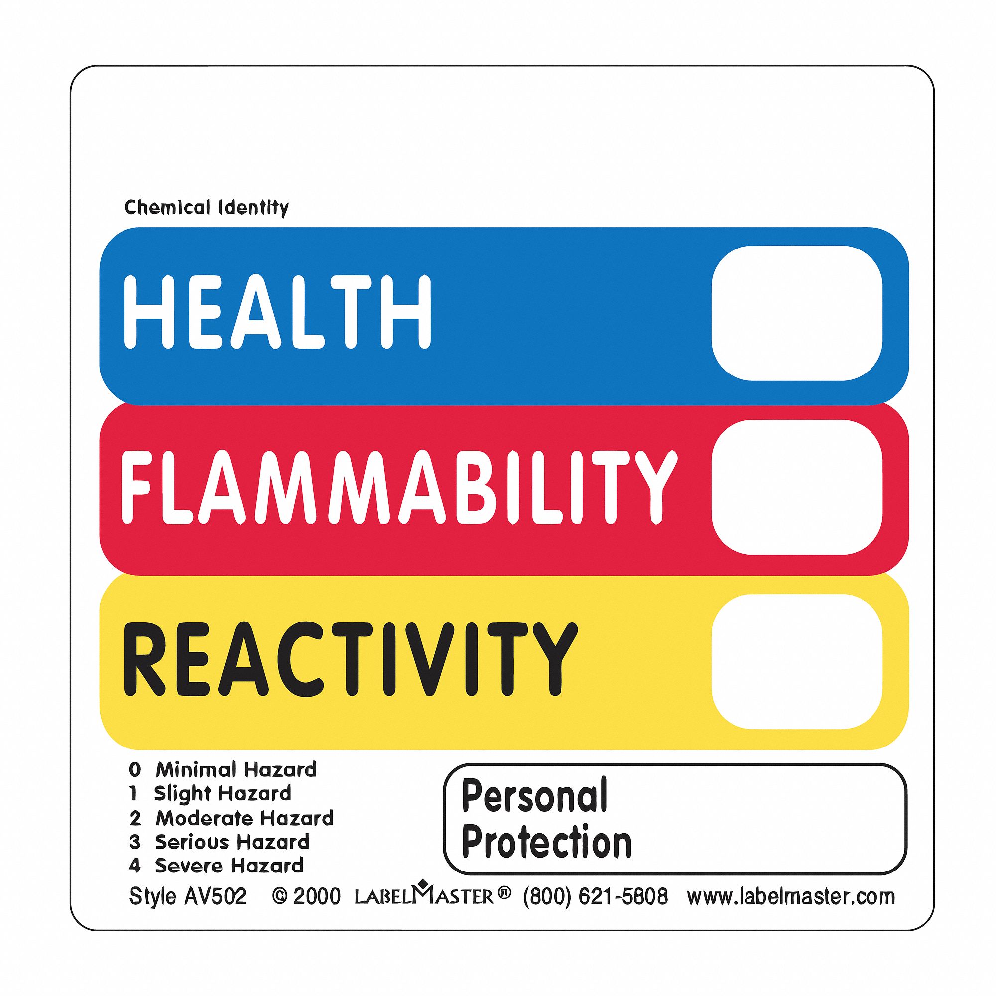 Labelmaster Hazcom Label Vinyl Health Flammability Reactivity 4 In
