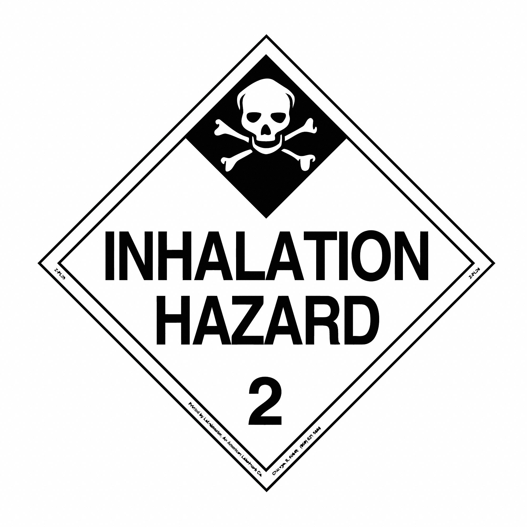 DOT Container Placard: Inhalation Hazard, 10 3/4 in Label Wd, 10 3/4 in Label Ht, Vinyl, Placard