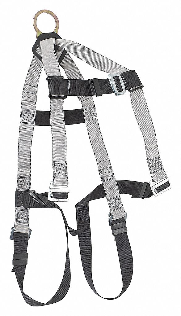 INDUSTRIAL HARNESS, 400 LBS, CSA Z259.10 STANDARD, PASS-THROUGH BUCKLES, SIZE L, STEEL/POLYESTER