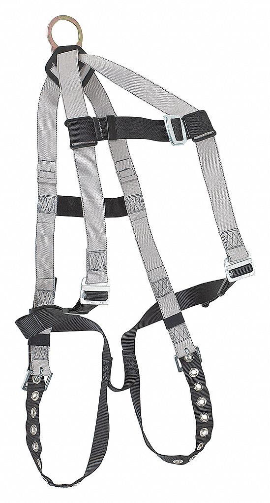 INDUSTRIAL/GROM HARNESS, 400 LBS, FRICTION/PASS-THROUGH & TONGUE BUCKLES, SIZE L, STEEL/POLYESTER