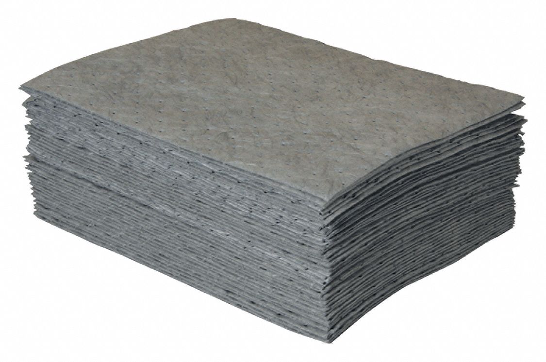 ABSORBENT PAD, 23 OZ ABSORBED PER PAD, 9 GALLON, BALE, GREY, 50 PK