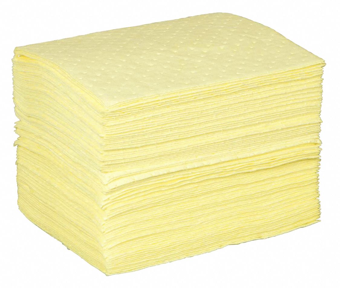 ABSORBENT PAD, 17 OZ ABSORBED PER PAD, 14 GALLON, BALE, YELLOW, 100 PK