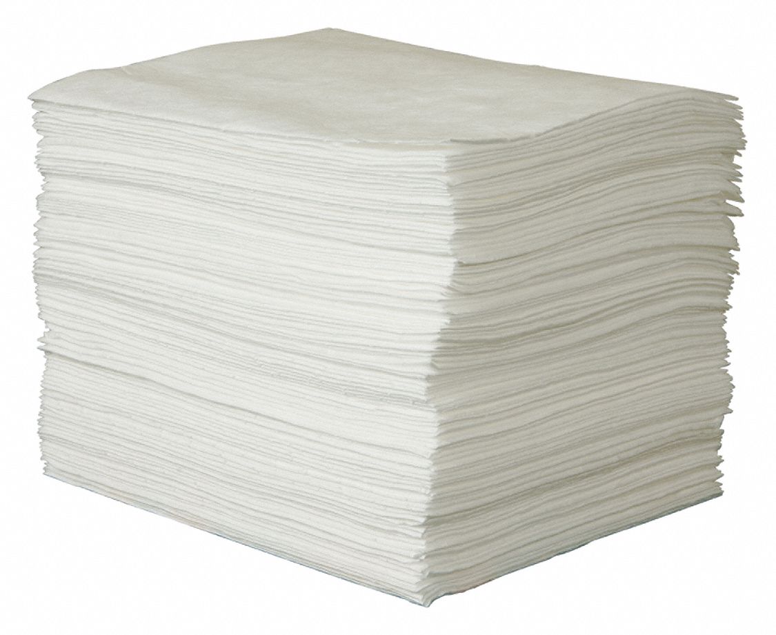 ABSORBENT PAD, 33 OZ ABSORBED PER PAD, 26 GALLON, BALE, WHITE, 100 PK