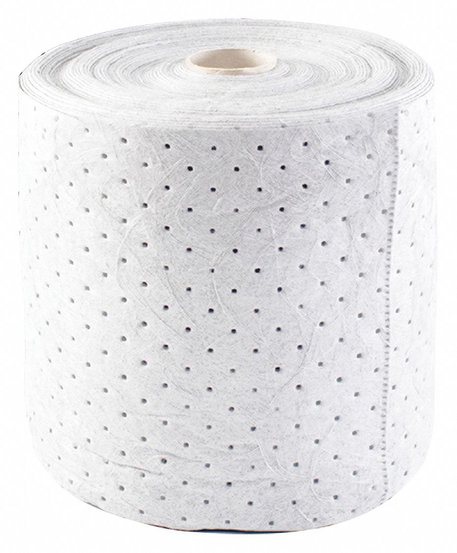 ABSORBENT ROLL, 19 GALLON, BALE, WHITE, OIL ONLY, 15 IN X 150 FT, HEAVY