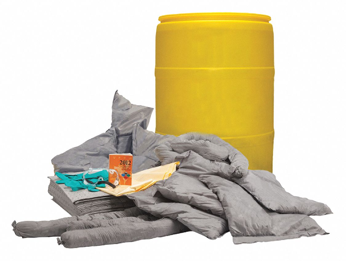 SPILL KIT, 32 GALLON ABSORBED PER KIT, 2 SOCKS/4 PILLOWS/50 PADS