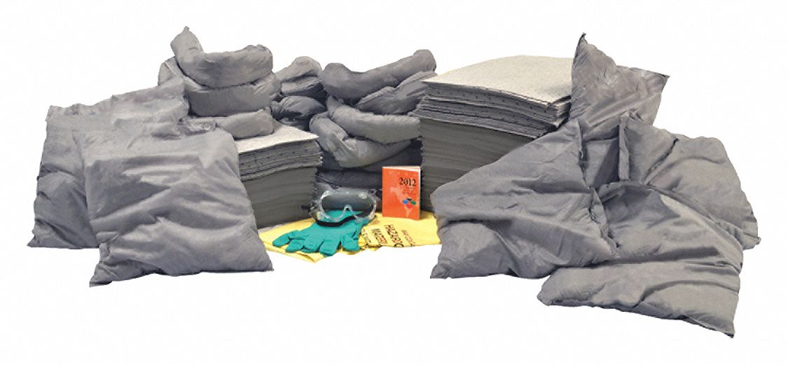 SPILL KIT REFILL, 55 GALLON ABSORBED PER KIT, 100 PADS/4 PILLOWS/4 SOCKS