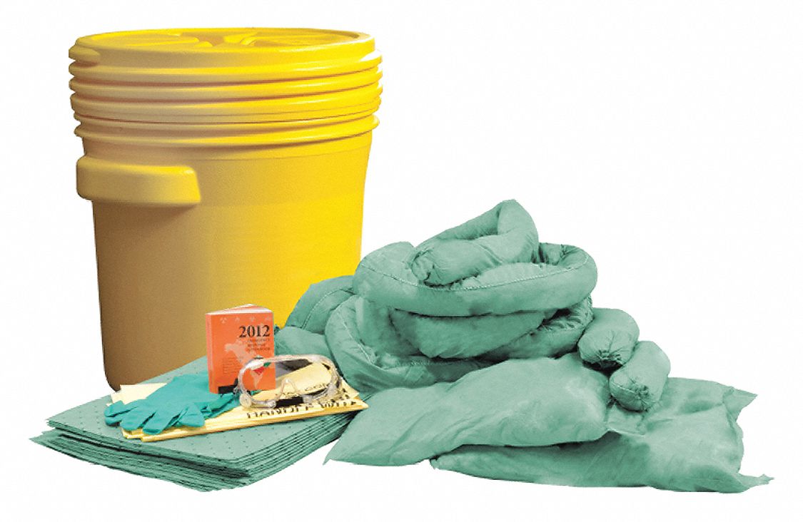 SPILL KIT, 14 GALLON ABSORBED PER KIT, GOGGLES/PAIR OF NITRILE GLOVES