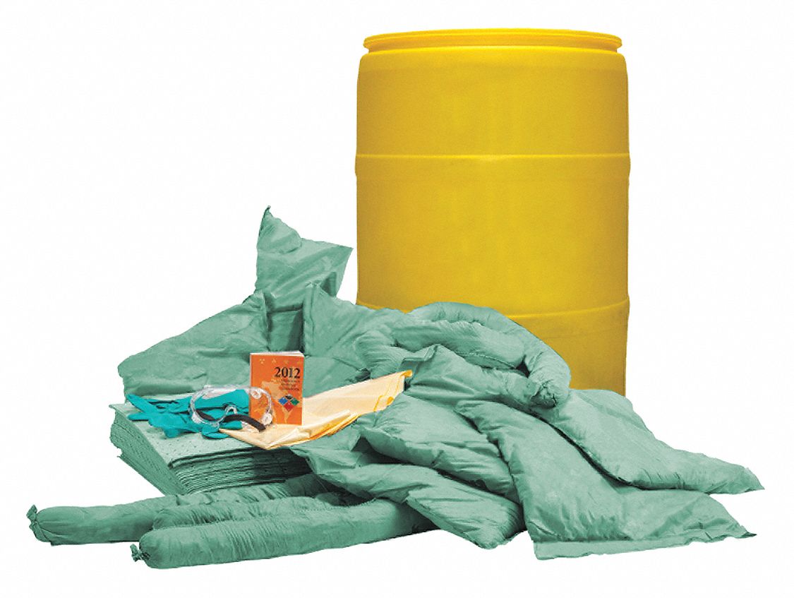 SPILL KIT, 32 GALLON ABSORBED PER KIT, GOGGLES/PAIR OF NITRILE GLOVES