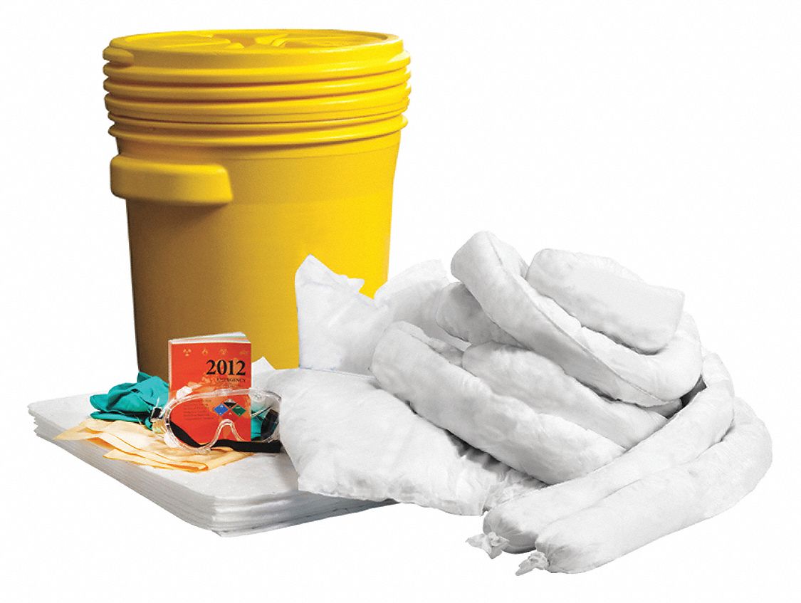 SPILL KIT, 14 GALLON ABSORBED PER KIT, GOGGLES/PAIR OF NITRILE GLOVES