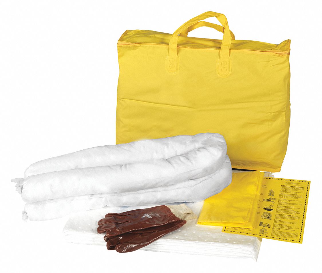 SPILL KIT, 5 GALLON ABSORBED PER KIT, 10 OIL-ONLY PADS/2 OIL-ONLY SOCKS