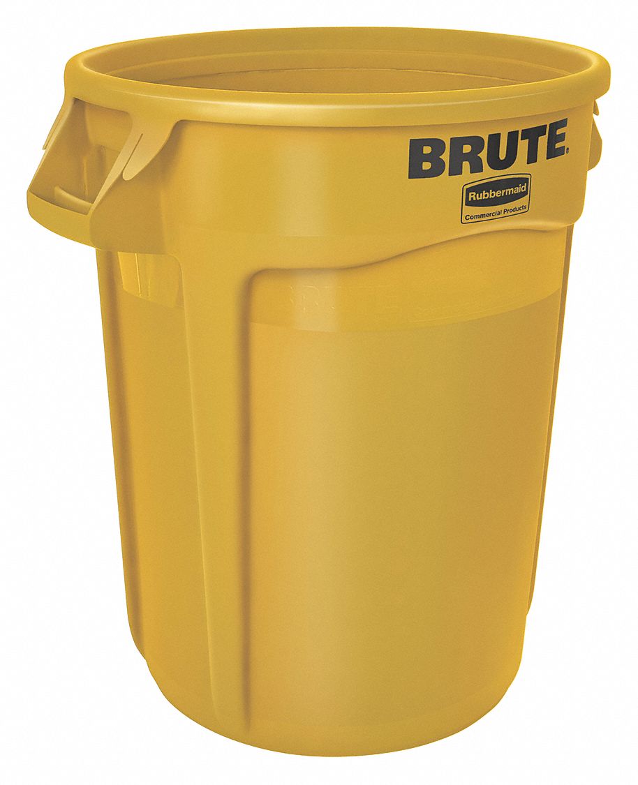 TRASH CAN, BRUTE, ROUND, YELLOW, 20 GALLON CAPACITY, 23 IN OVERALL H