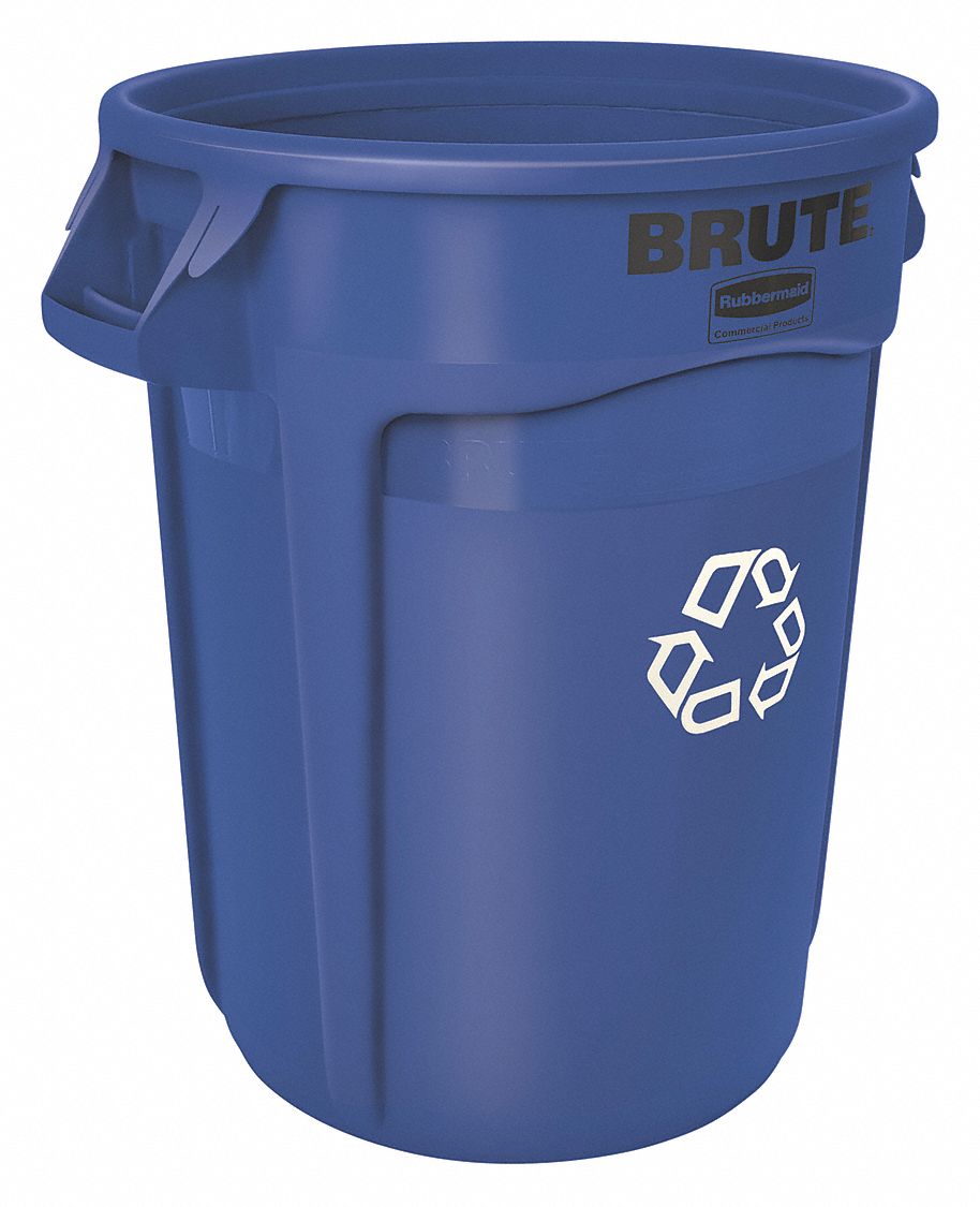 20 gal Round Recycling Can,  Plastic,  Blue