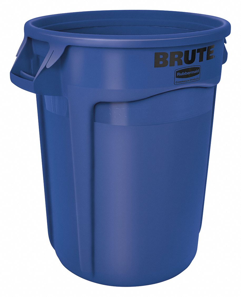 CONTENEUR BRUT,ROND,CAP. DE 32 GAL,BLEU,PLAST