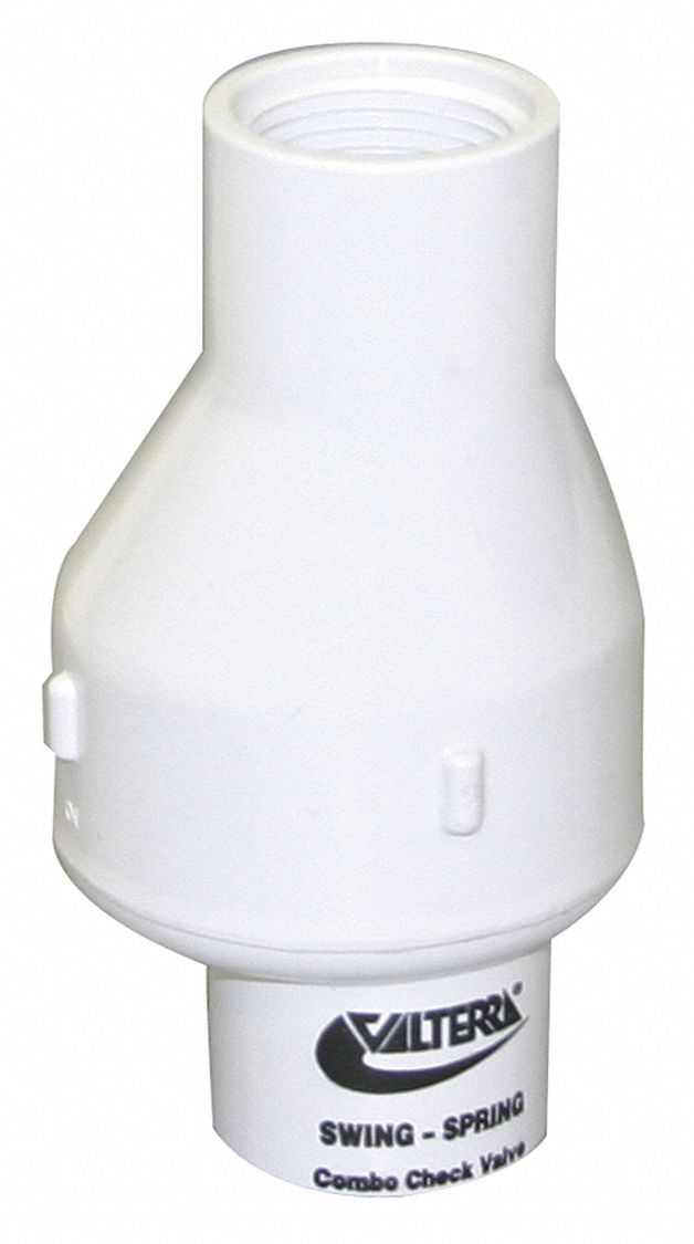 Check Valve: Swing, Inline Valve Body, 3/4 in Pipe Size, FIP x FIP, PVC, For Water Media