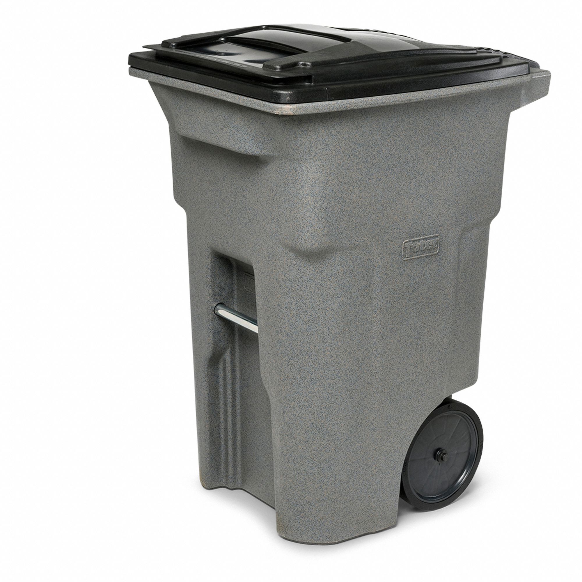 Rolling Trash Can: 64 gal Capacity, 2 Wheels, 25 in Overall Wd, 32 in Overall Dp, Gray