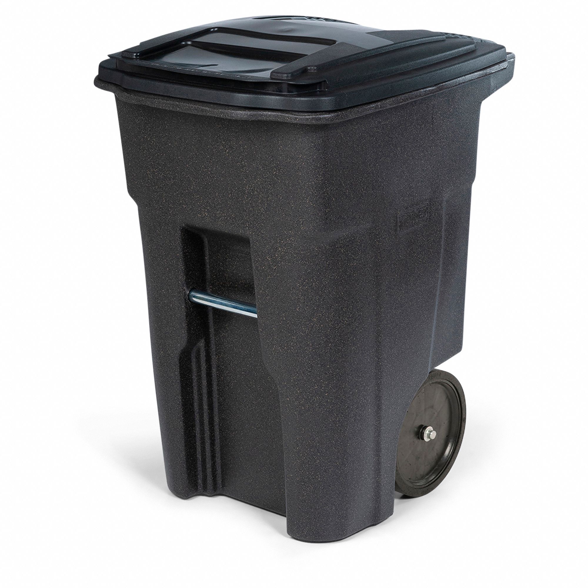 Rolling Trash Can: 48 gal Capacity, 2 Wheels, 24 in Overall Wd, 29 in Overall Dp, Brown