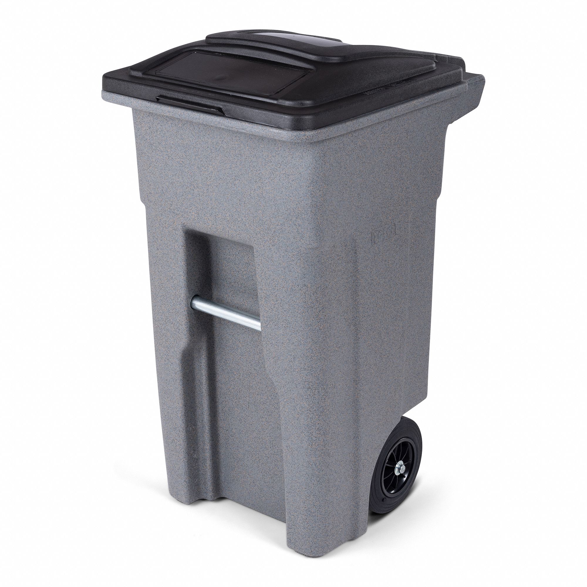 Rolling Trash Can: 32 gal Capacity, 2 Wheels, 20 in Overall Wd, 25 in Overall Dp, Gray