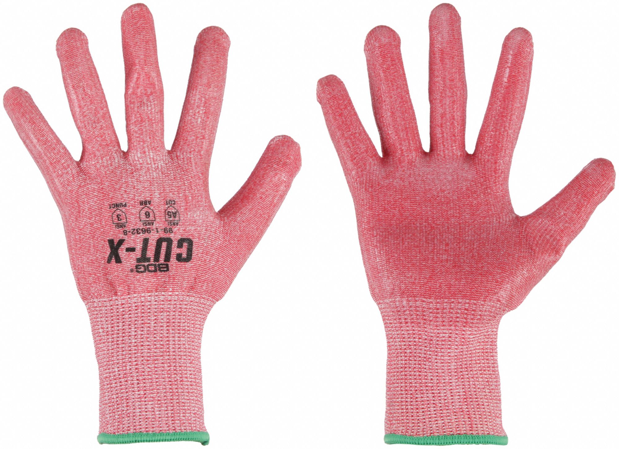 CUT-RESISTANT GLVS,HPPE/STEEL,2XL,RED,PR
