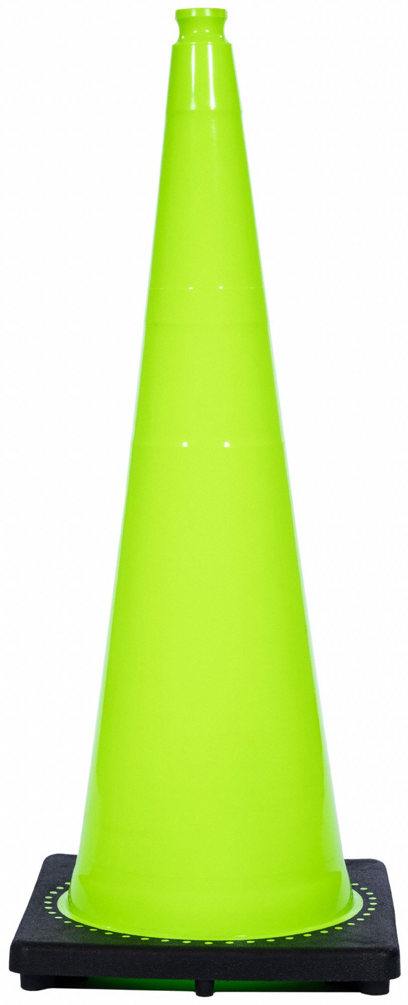 CÔNE DE SIGNALISATION,NON DESTINÉ À ÊTRE UTILISÉ SUR LA ROUTE,NON RÉFLÉCHISSANT,POIGNÉE,36PO,NOIR/LIME,10LB